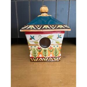 Fitz & Floyd Birdhouse, Figurine, Trinket Box, Decor, Floral, Fall, Leaf
